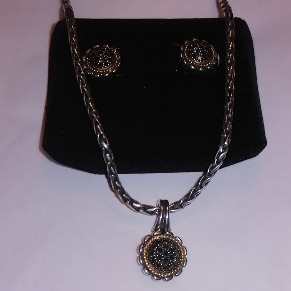 Effy collection black diamond earrings and necklac